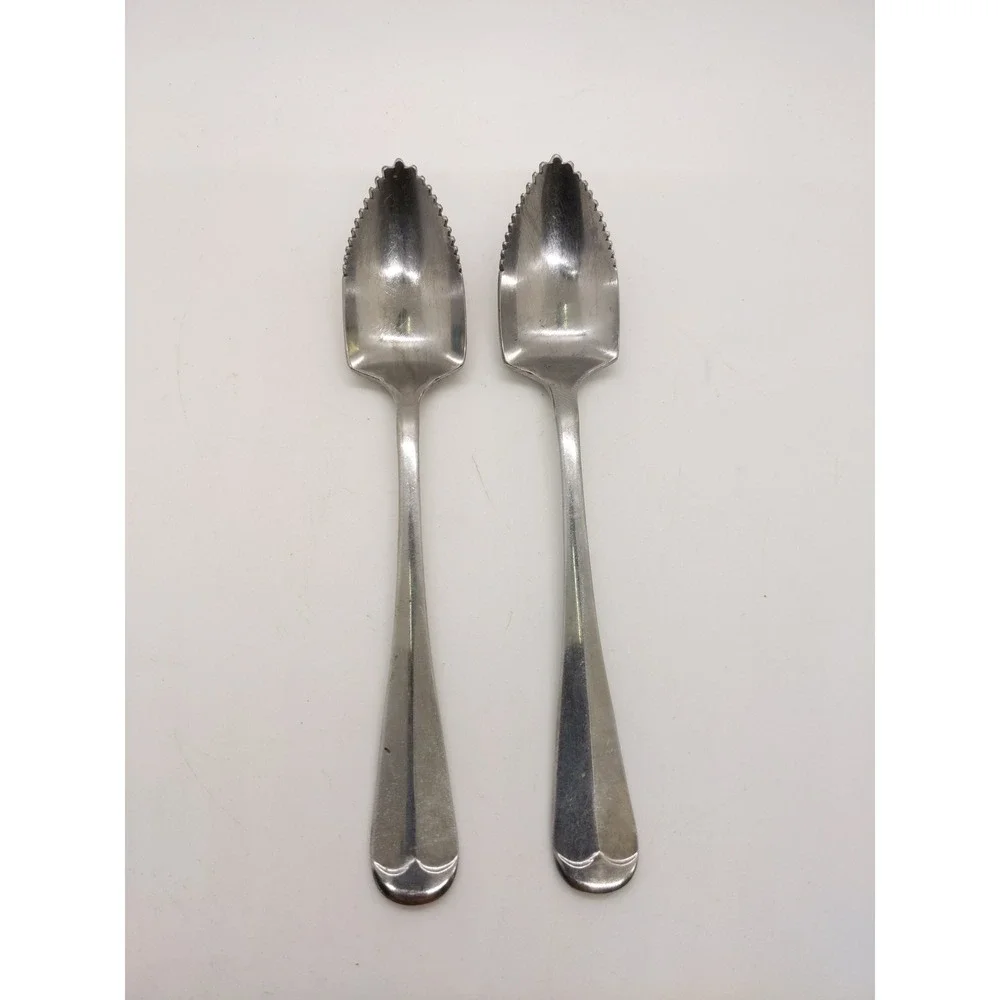 Oxford Hall Jamestown/Old Westbury Grapefruit Spoons Set of 2 Serrated Edge